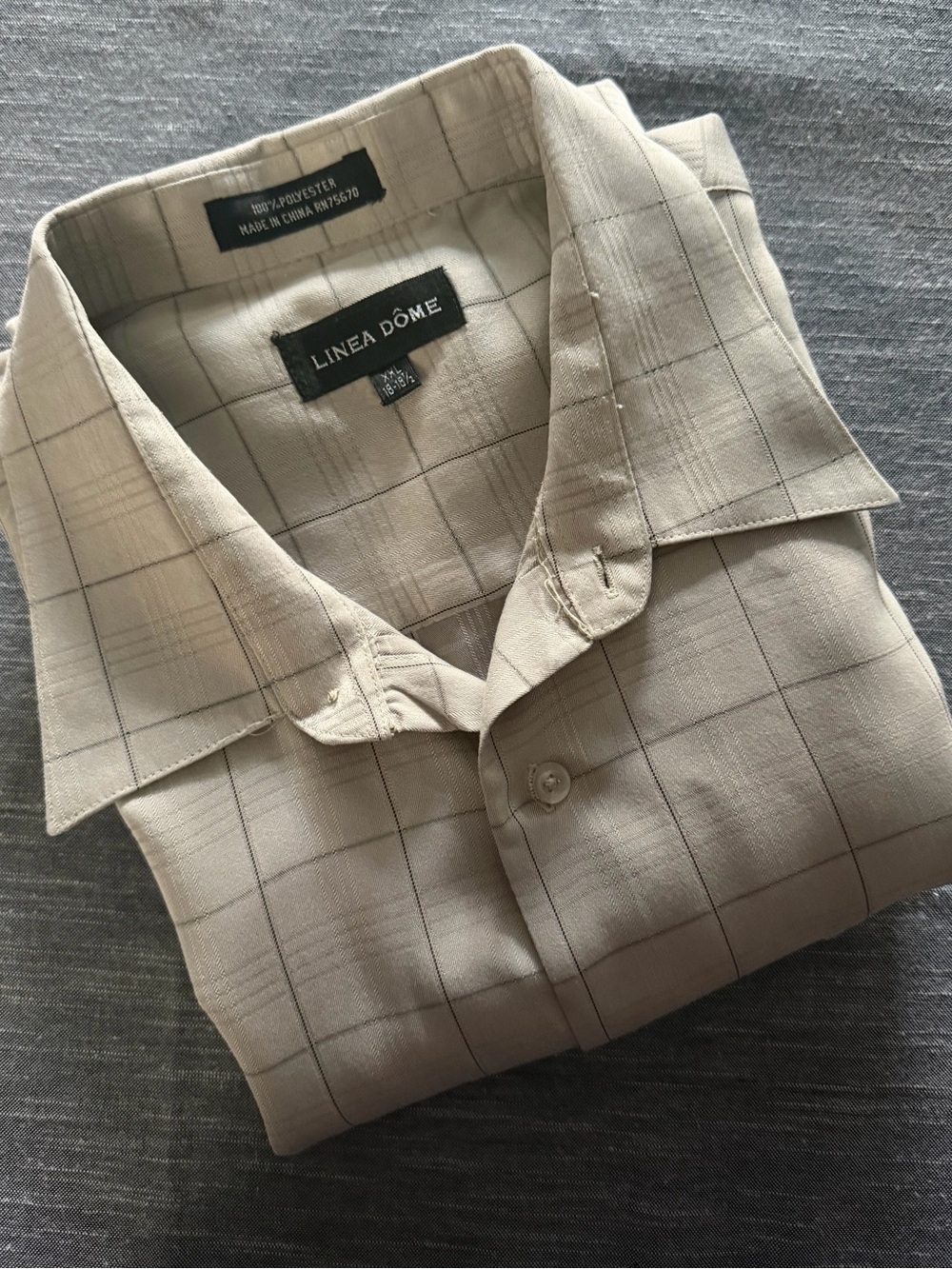 Linea Dome Men's Beige Windowpane Casual Button-Down Shirt